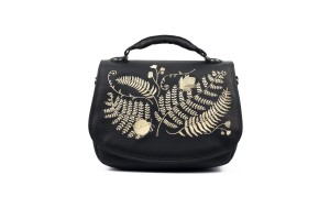  SADDLE BAG FOREST, brown leather bag with embroidery