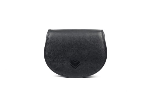 SADDLE BAG MIDI, cross body bag,  black soft grain leather