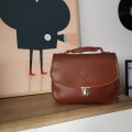 Brown leather cross body bag,  'SADDLE BAG CLICK'