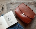 Brown leather cross body bag,  'SADDLE BAG CLICK'